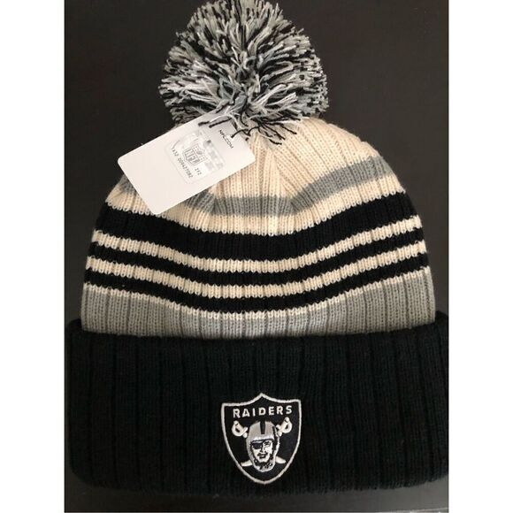 NFL Las Vegas Raiders Knit Pom Cuff Beanie One Size - Picture 3 of 5